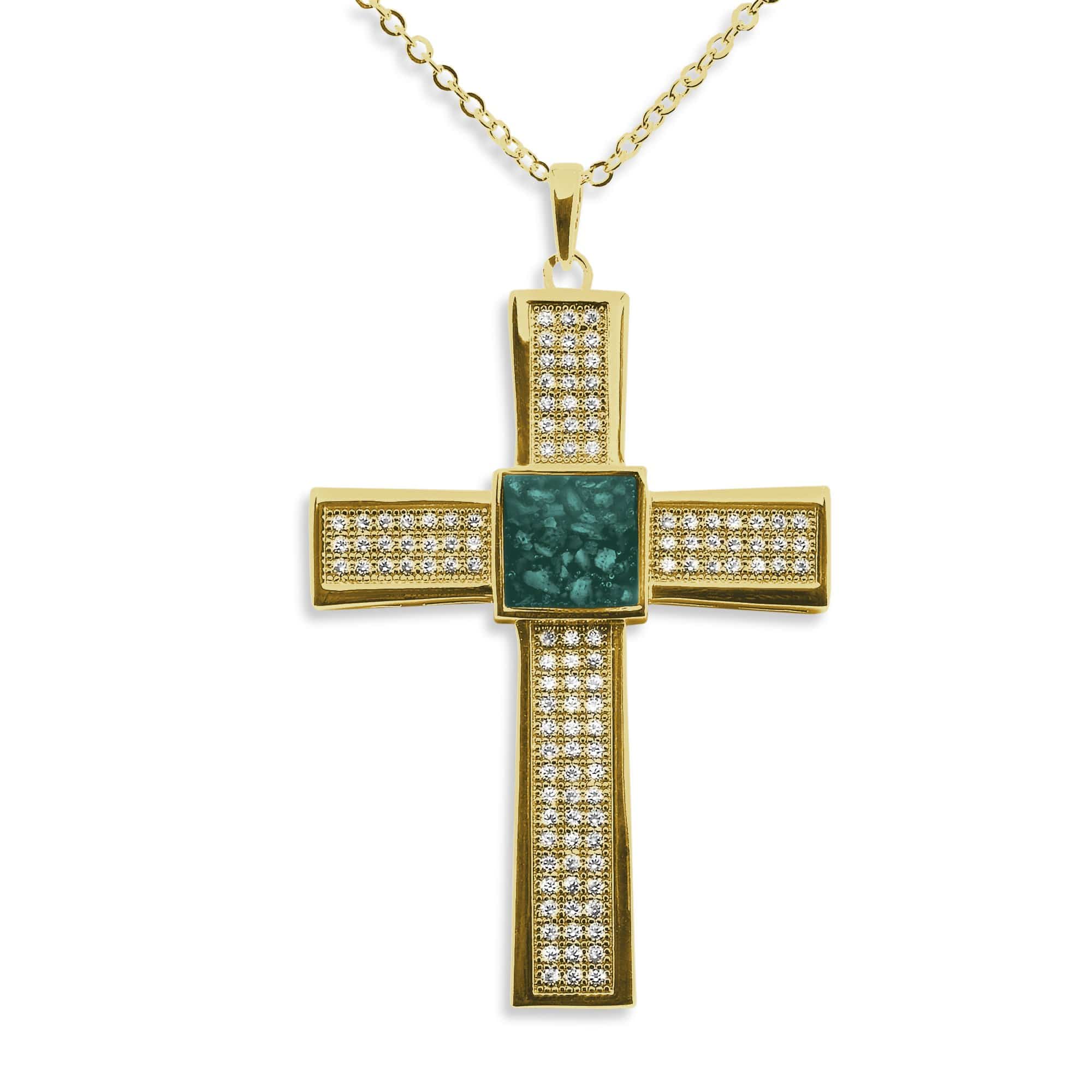 EverWith Gents Oversized Cross Memorial Ashes Pendant with Fine Crystals - EverWith Memorial Jewellery - Trade