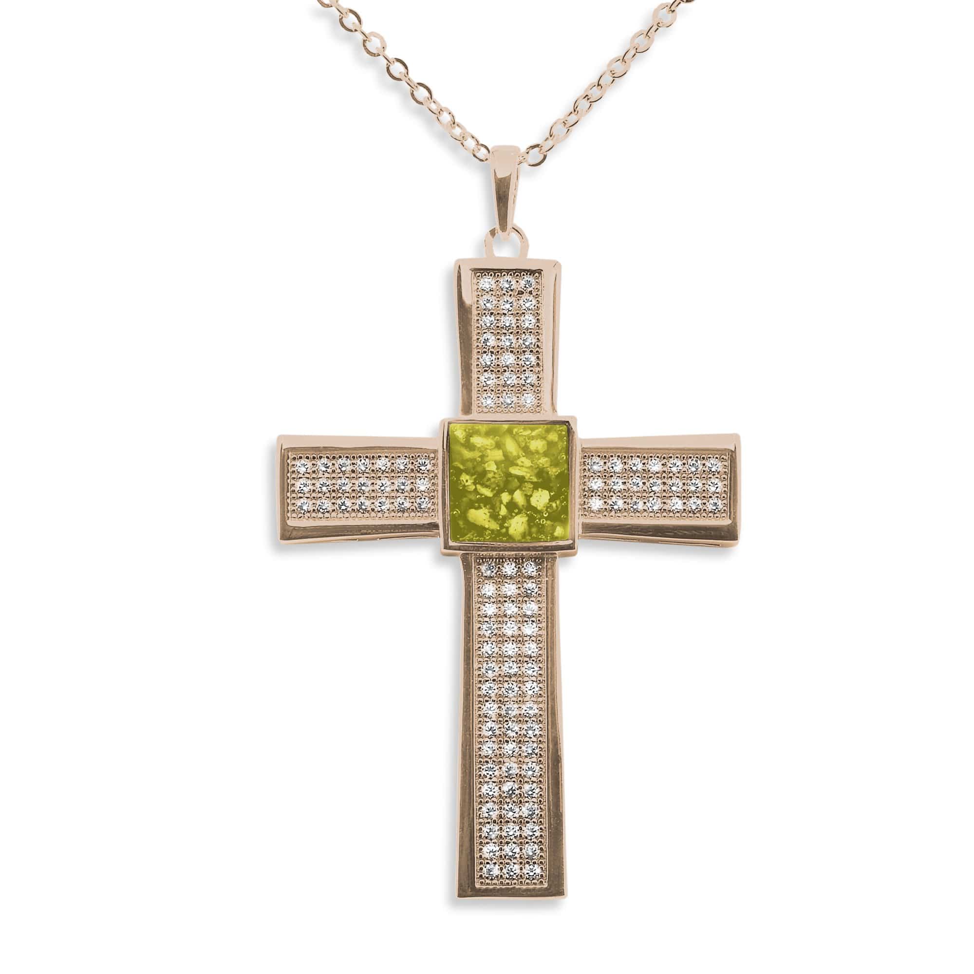 EverWith Gents Oversized Cross Memorial Ashes Pendant with Fine Crystals - EverWith Memorial Jewellery - Trade