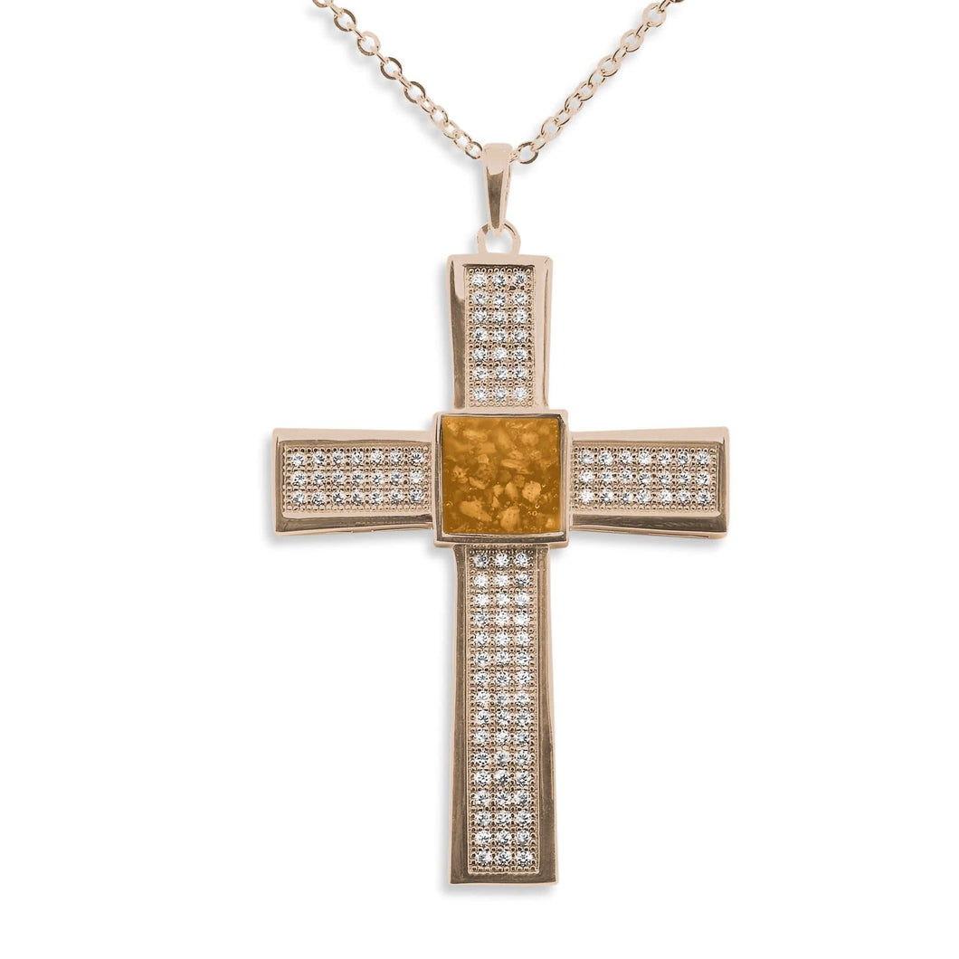 EverWith Gents Oversized Cross Memorial Ashes Pendant with Fine Crystals - EverWith Memorial Jewellery - Trade