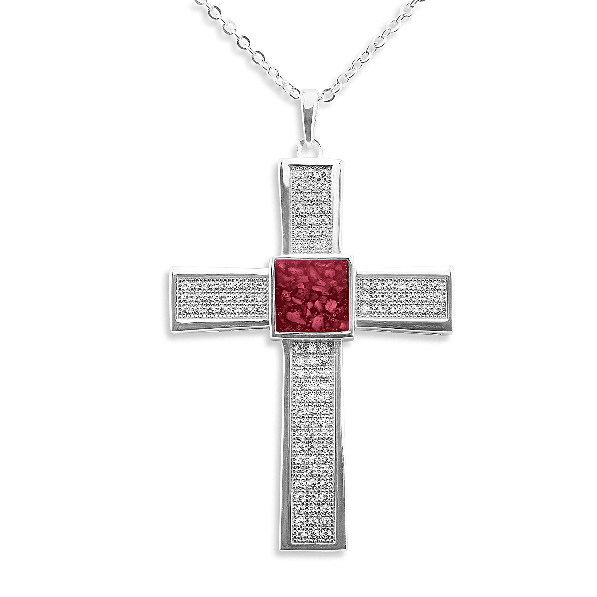EverWith Gents Oversized Cross Memorial Ashes Pendant with Fine Crystals - EverWith Memorial Jewellery - Trade