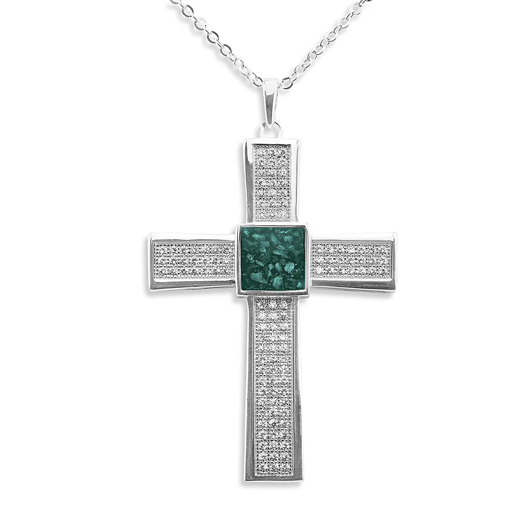 EverWith Gents Oversized Cross Memorial Ashes Pendant with Fine Crystals - EverWith Memorial Jewellery - Trade