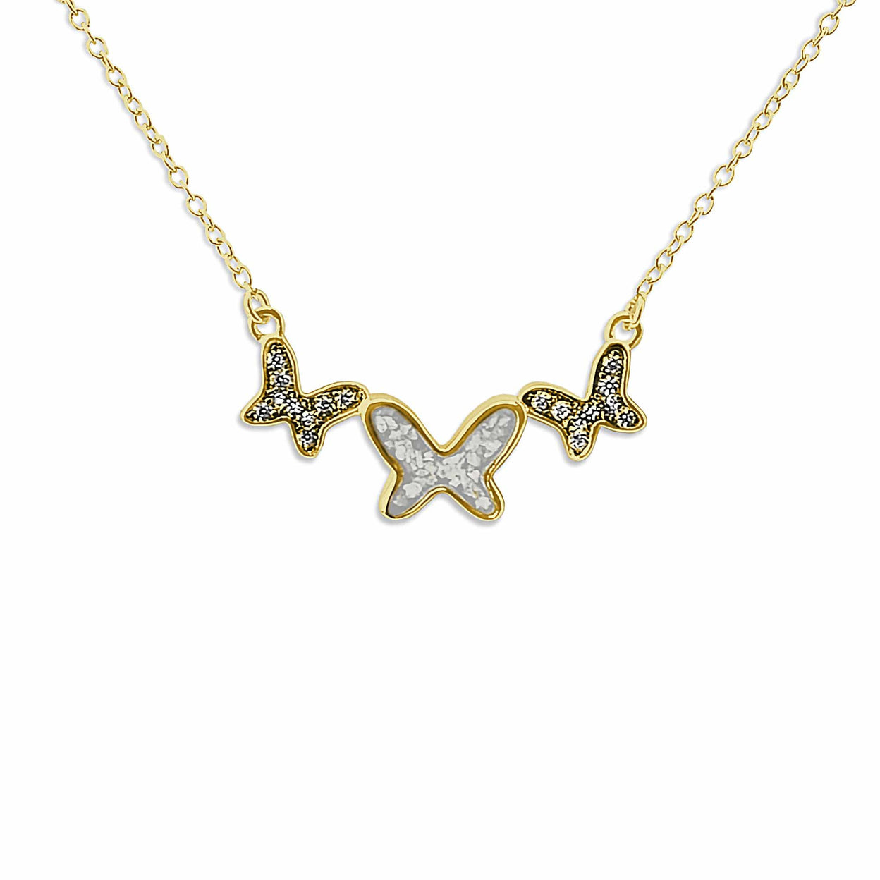 Load image into Gallery viewer, EverWith Ladies Butterflies Memorial Ashes Necklace with Fine Crystals - EverWith Memorial Jewellery - Trade