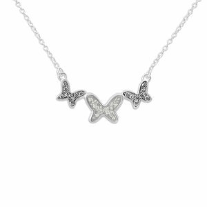 EverWith Ladies Butterflies Memorial Ashes Necklace with Fine Crystals - EverWith Memorial Jewellery - Trade