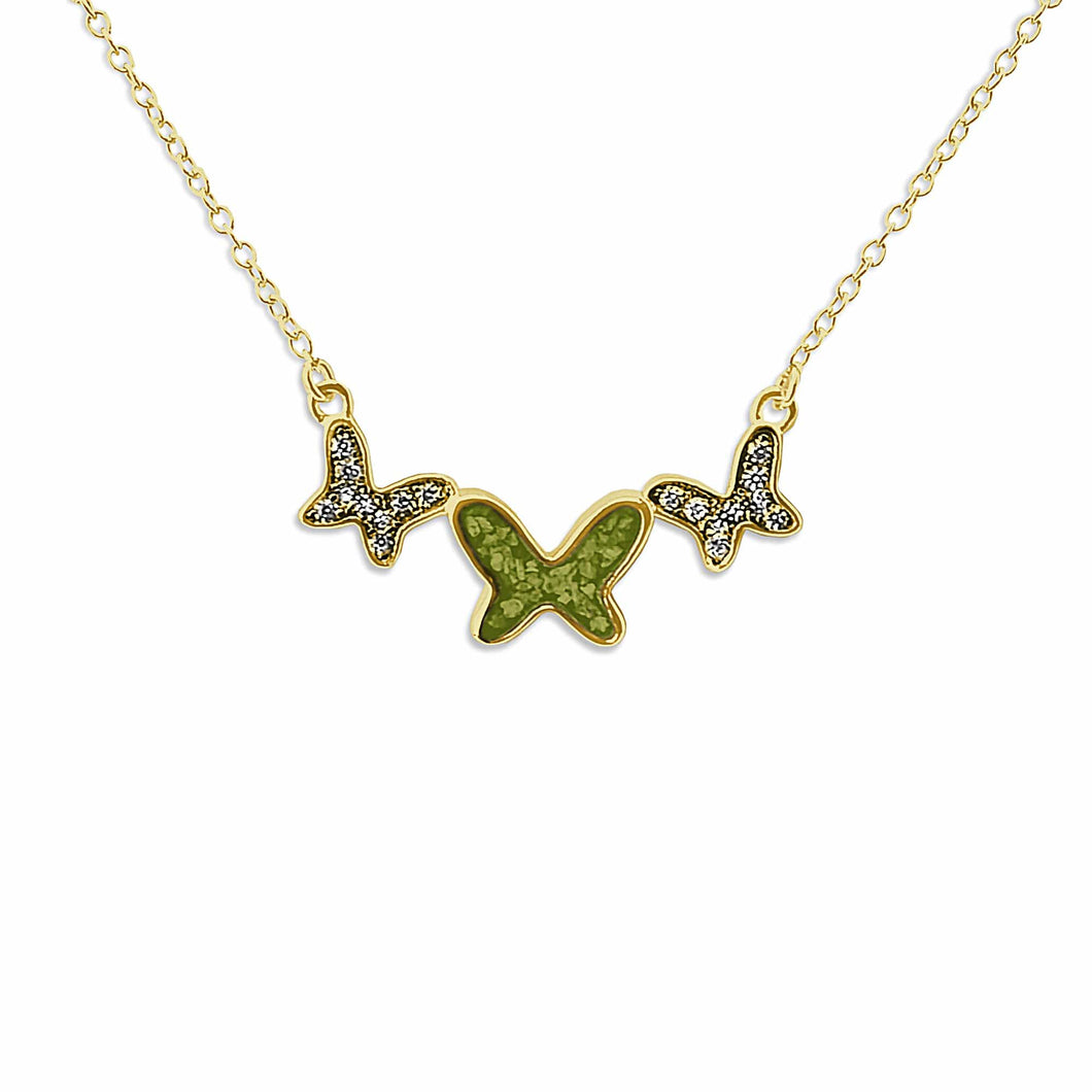 EverWith Ladies Butterflies Memorial Ashes Necklace with Fine Crystals - EverWith Memorial Jewellery - Trade