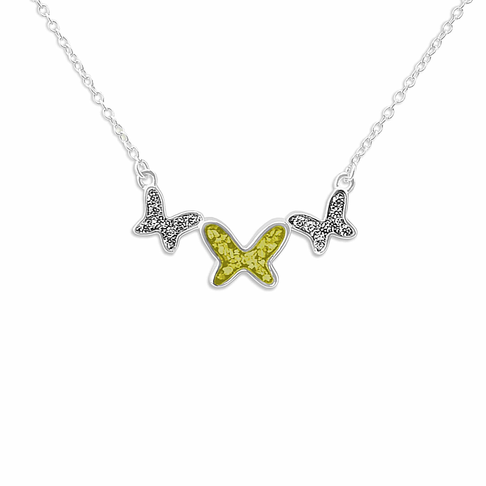 EverWith Ladies Butterflies Memorial Ashes Necklace with Fine Crystals - EverWith Memorial Jewellery - Trade