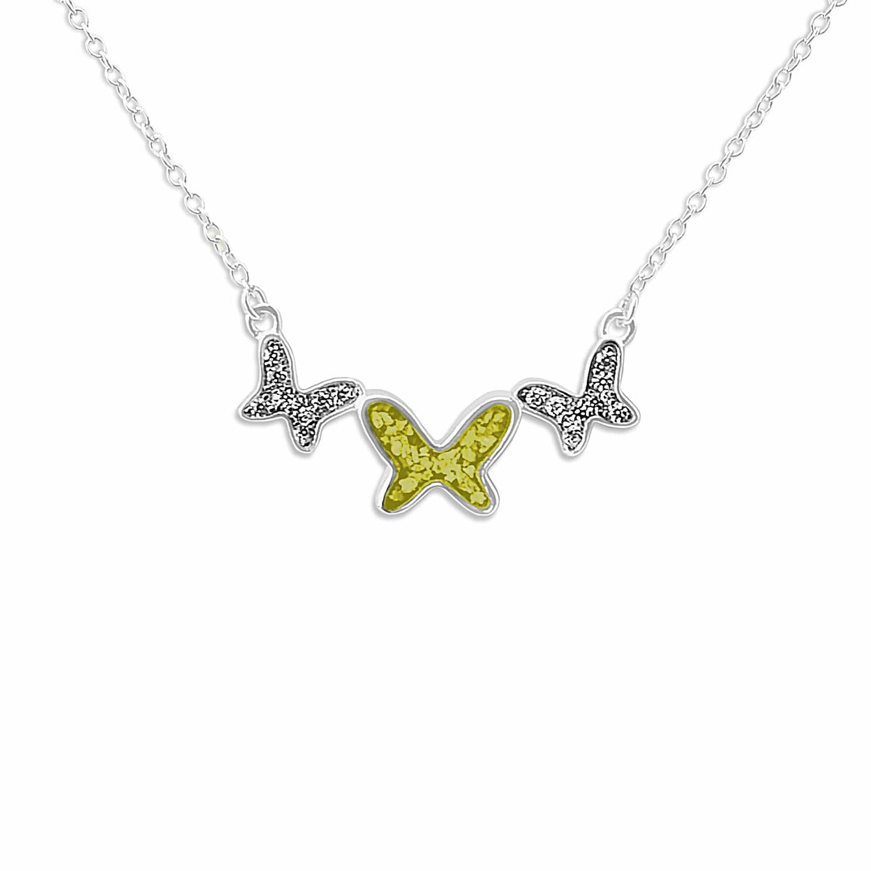 Load image into Gallery viewer, EverWith Ladies Butterflies Memorial Ashes Necklace with Fine Crystals - EverWith Memorial Jewellery - Trade