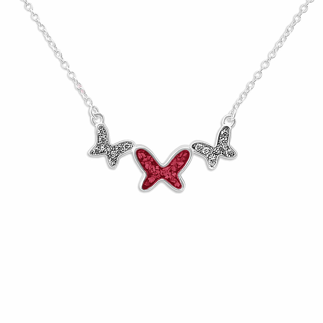 EverWith Ladies Butterflies Memorial Ashes Necklace with Fine Crystals - EverWith Memorial Jewellery - Trade