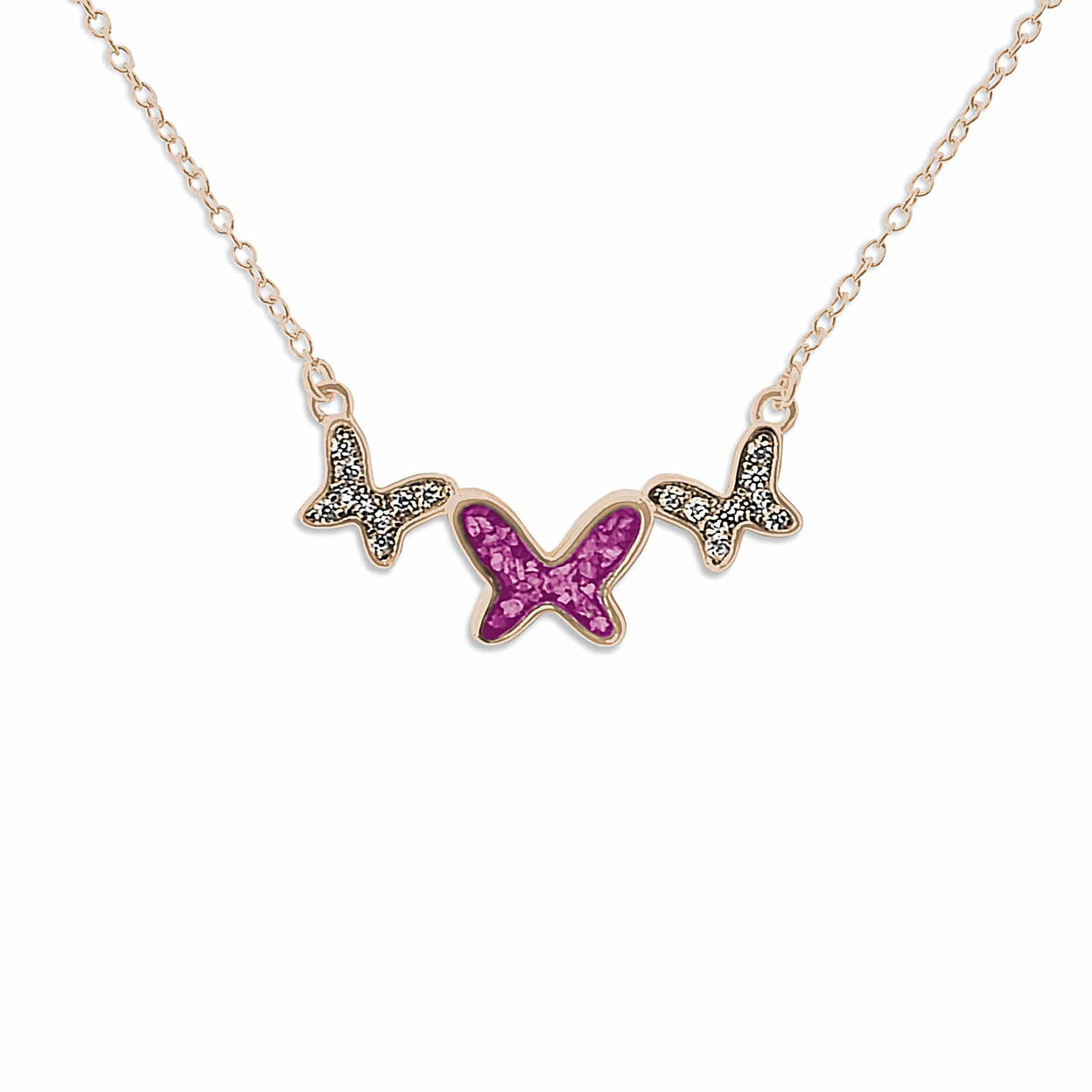 Load image into Gallery viewer, EverWith Ladies Butterflies Memorial Ashes Necklace with Fine Crystals - EverWith Memorial Jewellery - Trade