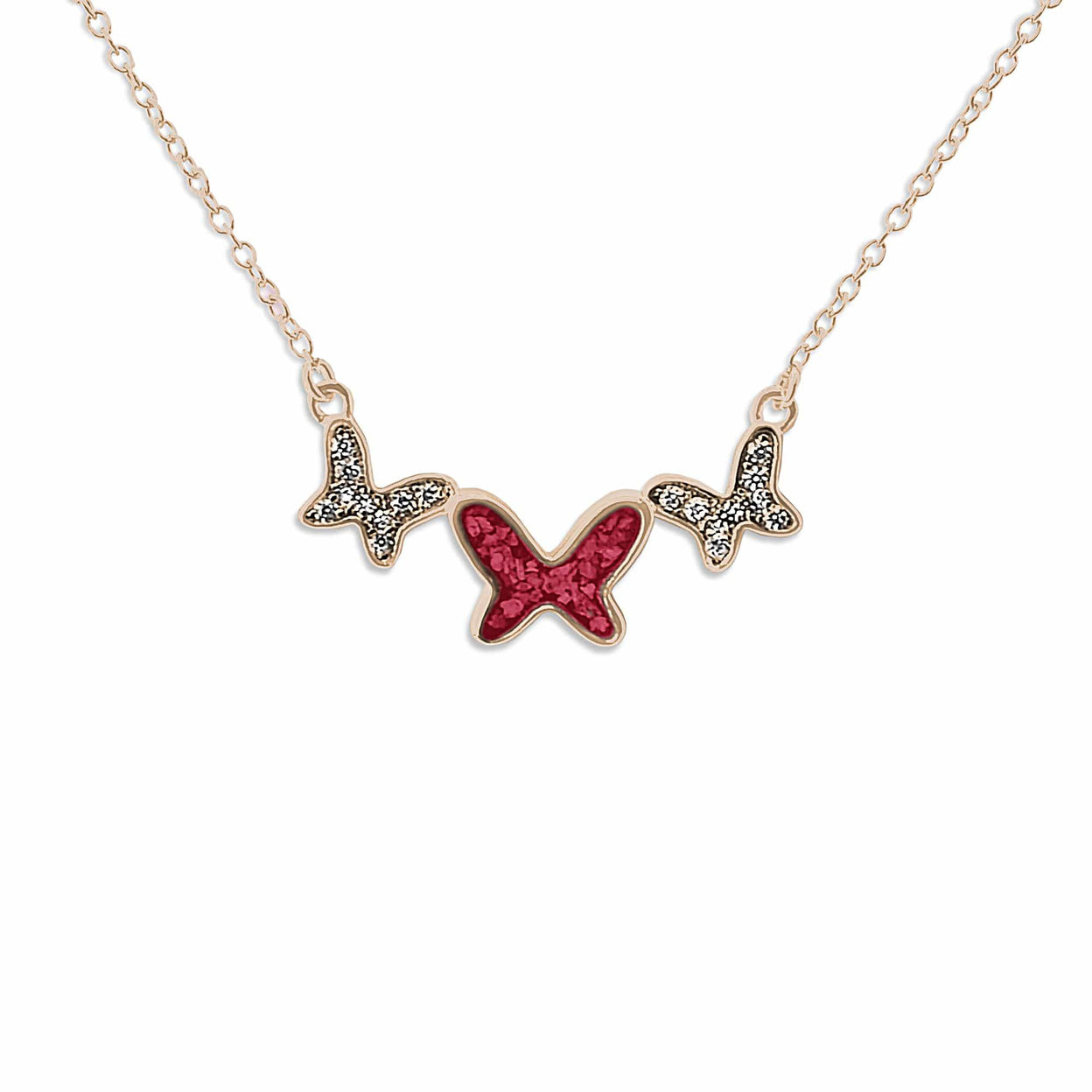 Load image into Gallery viewer, EverWith Ladies Butterflies Memorial Ashes Necklace with Fine Crystals - EverWith Memorial Jewellery - Trade