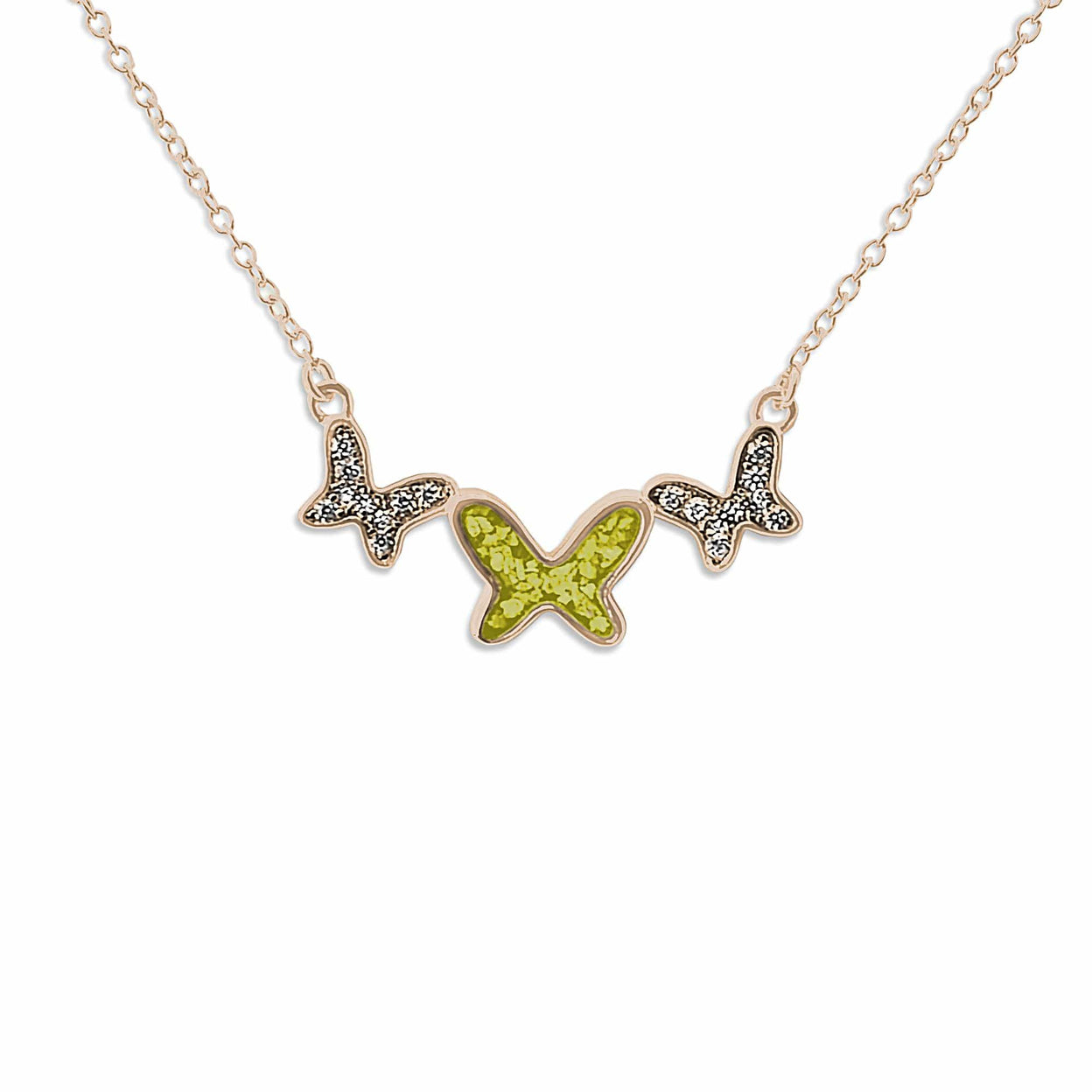 Load image into Gallery viewer, EverWith Ladies Butterflies Memorial Ashes Necklace with Fine Crystals - EverWith Memorial Jewellery - Trade