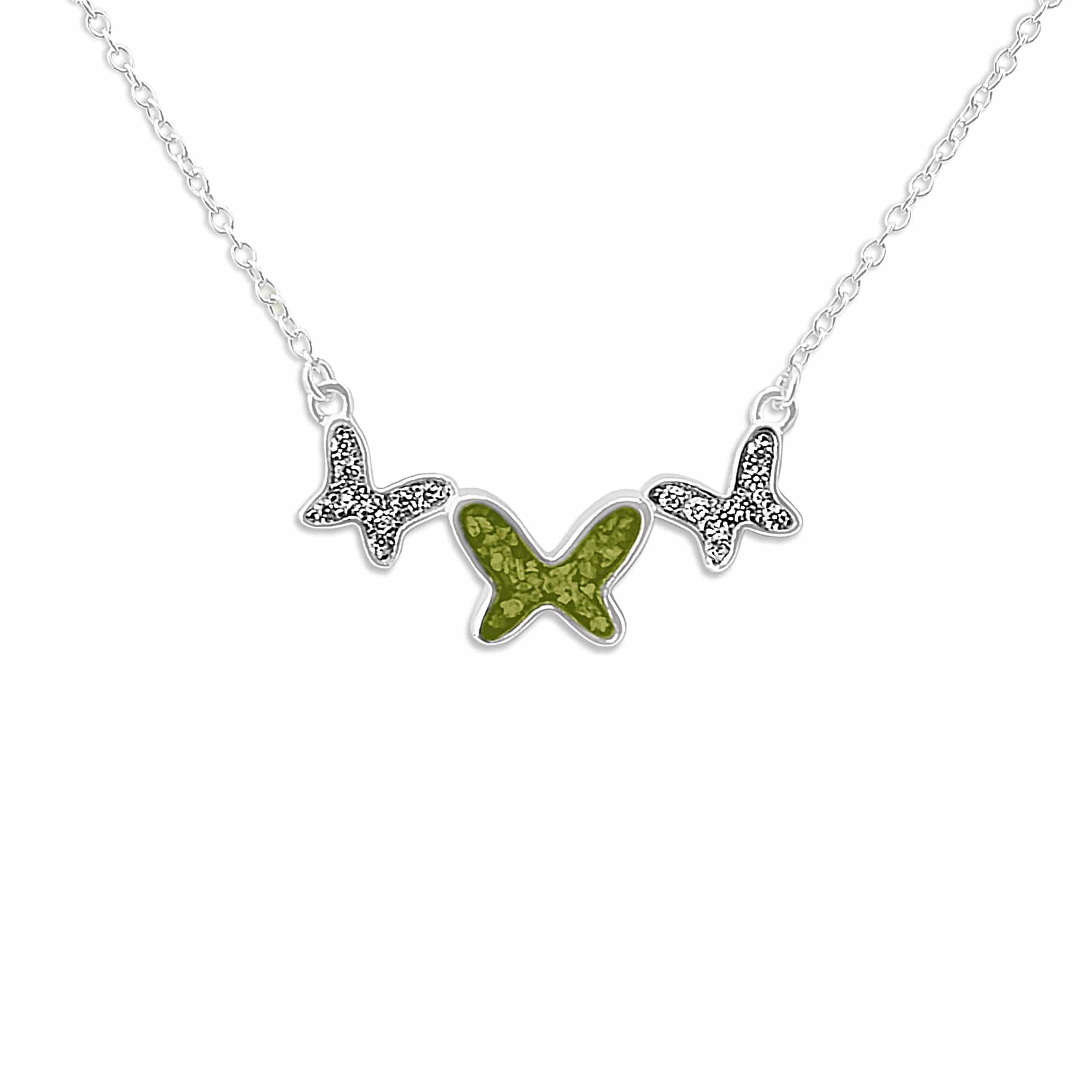 EverWith Ladies Butterflies Memorial Ashes Necklace with Fine Crystals - EverWith Memorial Jewellery - Trade
