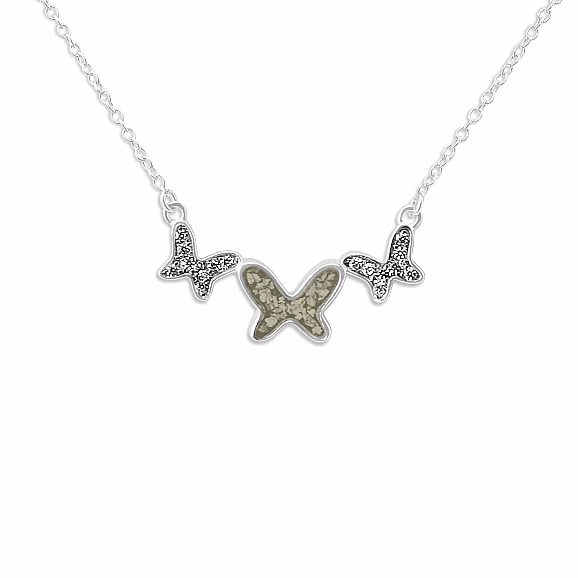 EverWith Ladies Butterflies Memorial Ashes Necklace with Fine Crystals - EverWith Memorial Jewellery - Trade