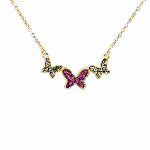 EverWith Ladies Butterflies Memorial Ashes Necklace with Fine Crystals - EverWith Memorial Jewellery - Trade