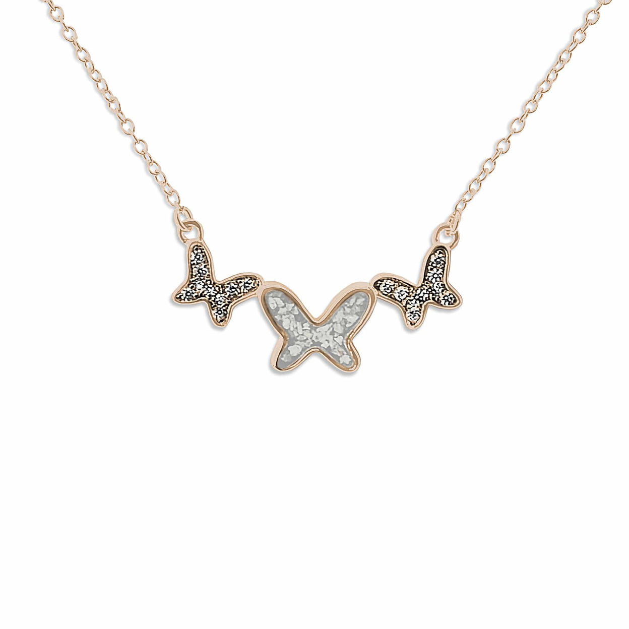 Load image into Gallery viewer, EverWith Ladies Butterflies Memorial Ashes Necklace with Fine Crystals - EverWith Memorial Jewellery - Trade