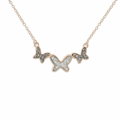 EverWith Ladies Butterflies Memorial Ashes Necklace with Fine Crystals - EverWith Memorial Jewellery - Trade