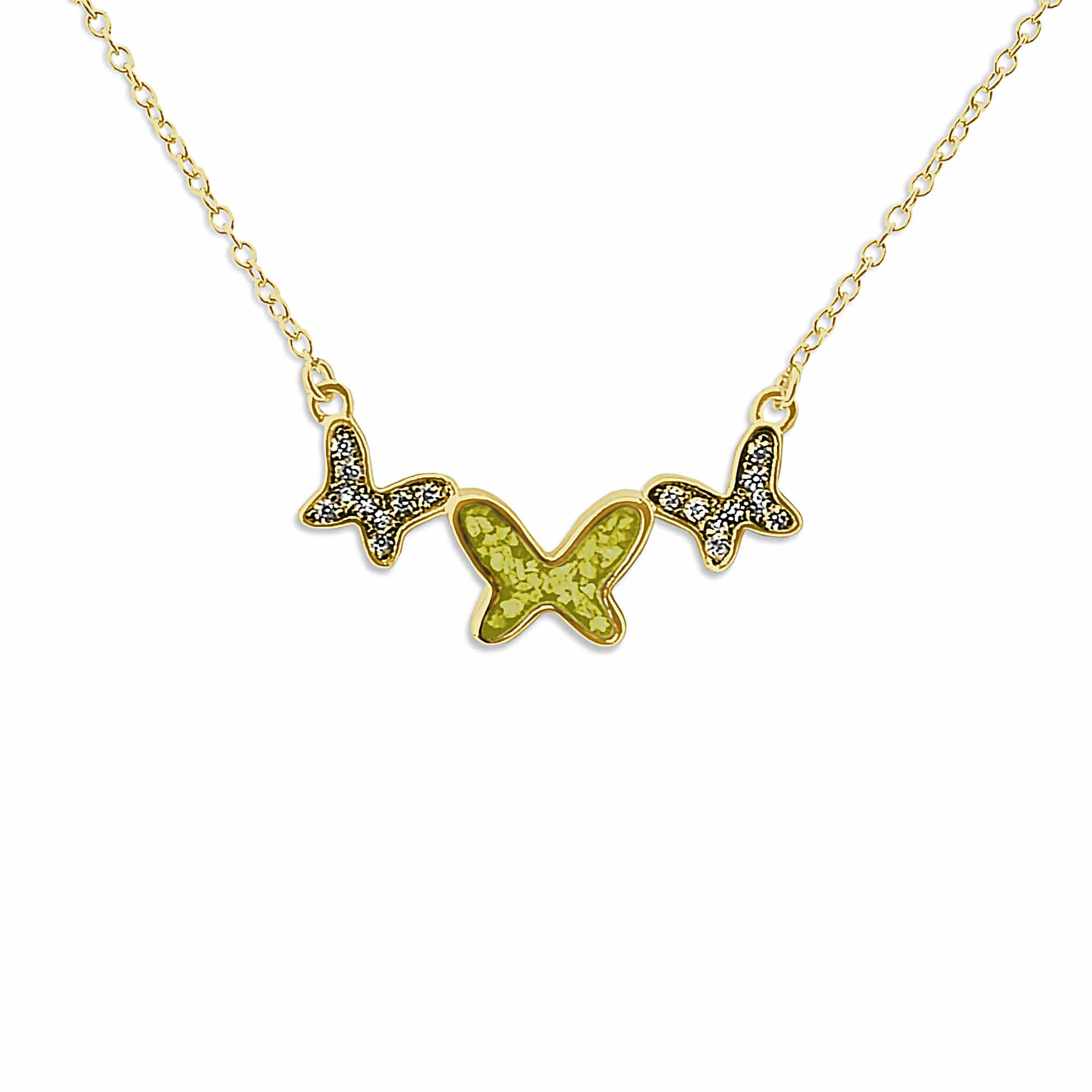 EverWith Ladies Butterflies Memorial Ashes Necklace with Fine Crystals - EverWith Memorial Jewellery - Trade