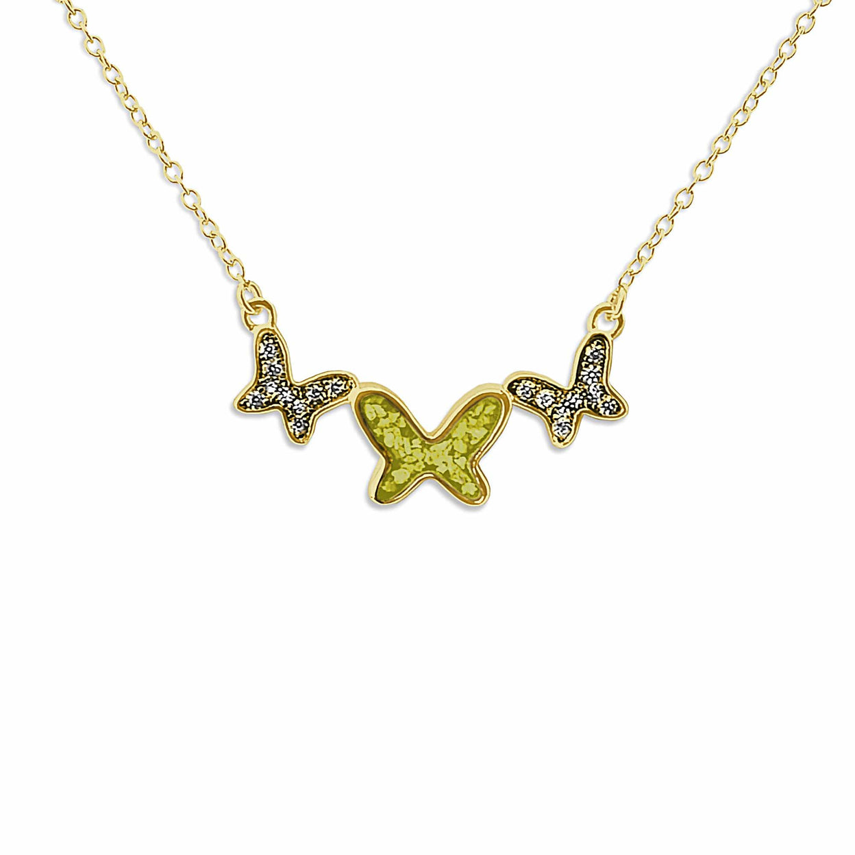 Load image into Gallery viewer, EverWith Ladies Butterflies Memorial Ashes Necklace with Fine Crystals - EverWith Memorial Jewellery - Trade