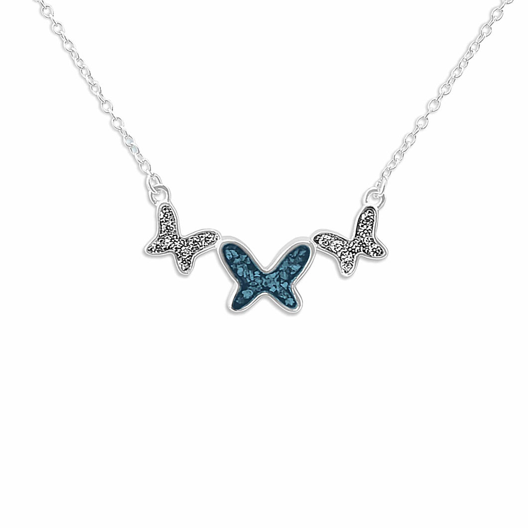 EverWith Ladies Butterflies Memorial Ashes Necklace with Fine Crystals - EverWith Memorial Jewellery - Trade