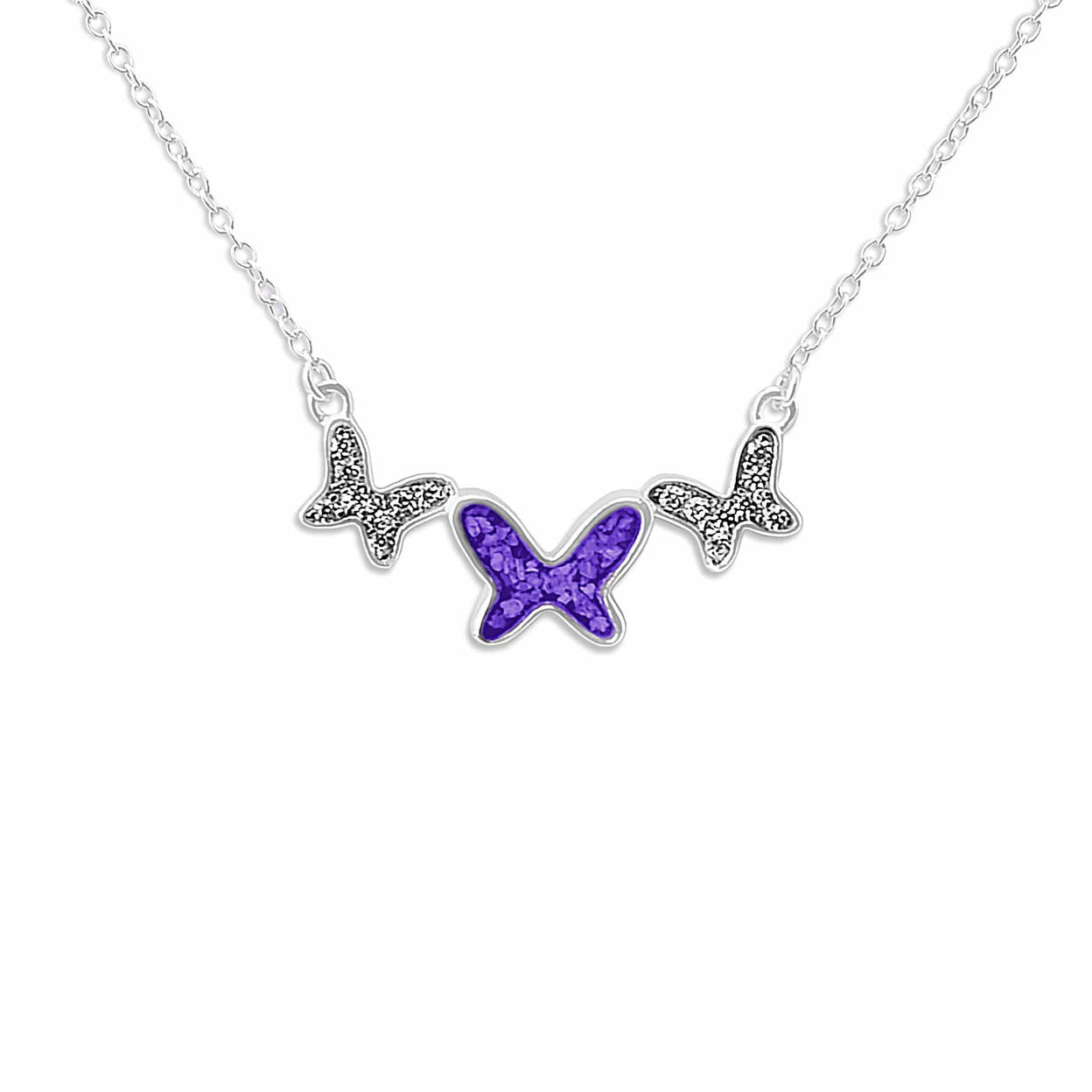 Load image into Gallery viewer, EverWith Ladies Butterflies Memorial Ashes Necklace with Fine Crystals - EverWith Memorial Jewellery - Trade