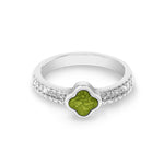 EverWith Ladies Clover Memorial Ashes Ring with Fine Crystals - EverWith Memorial Jewellery - Trade