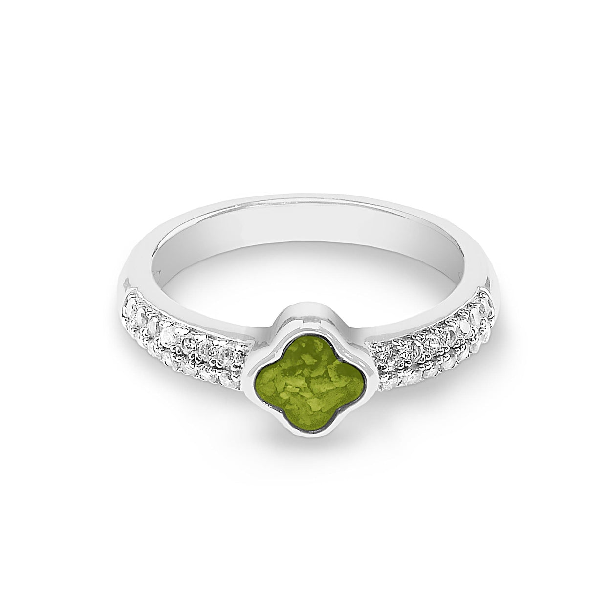 Load image into Gallery viewer, EverWith Ladies Clover Memorial Ashes Ring with Fine Crystals - EverWith Memorial Jewellery - Trade