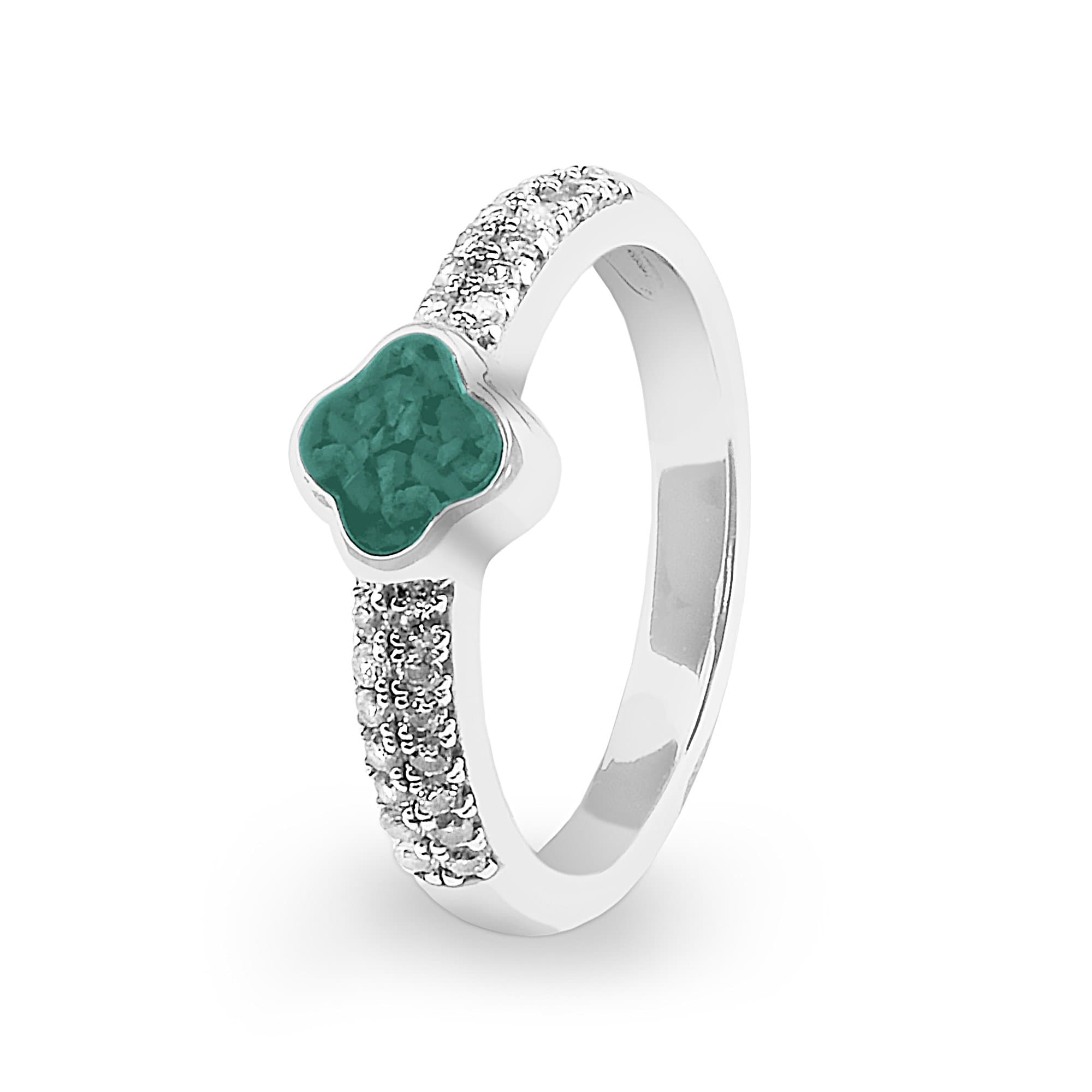 EverWith Ladies Clover Memorial Ashes Ring with Fine Crystals - EverWith Memorial Jewellery - Trade