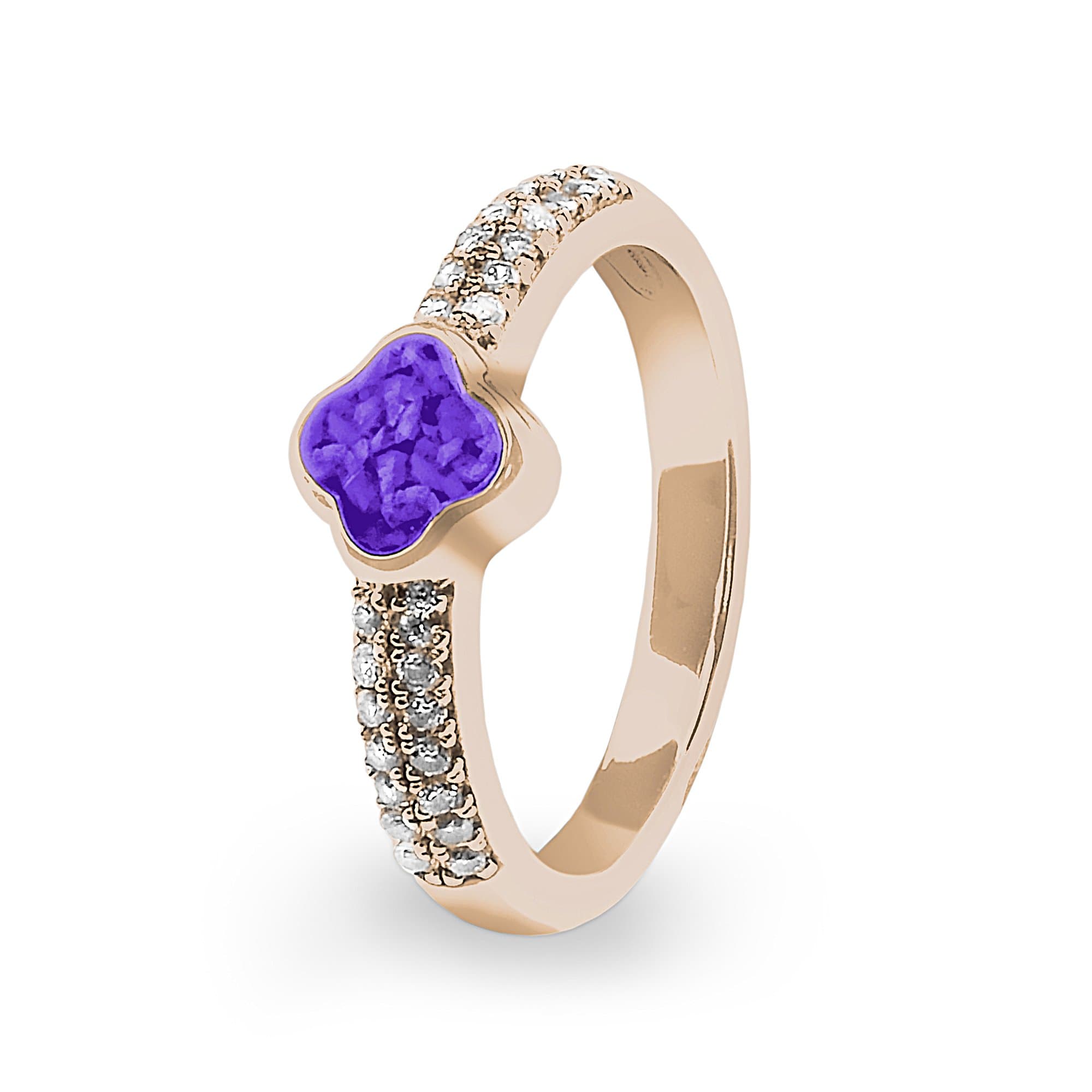 EverWith Ladies Clover Memorial Ashes Ring with Fine Crystals - EverWith Memorial Jewellery - Trade