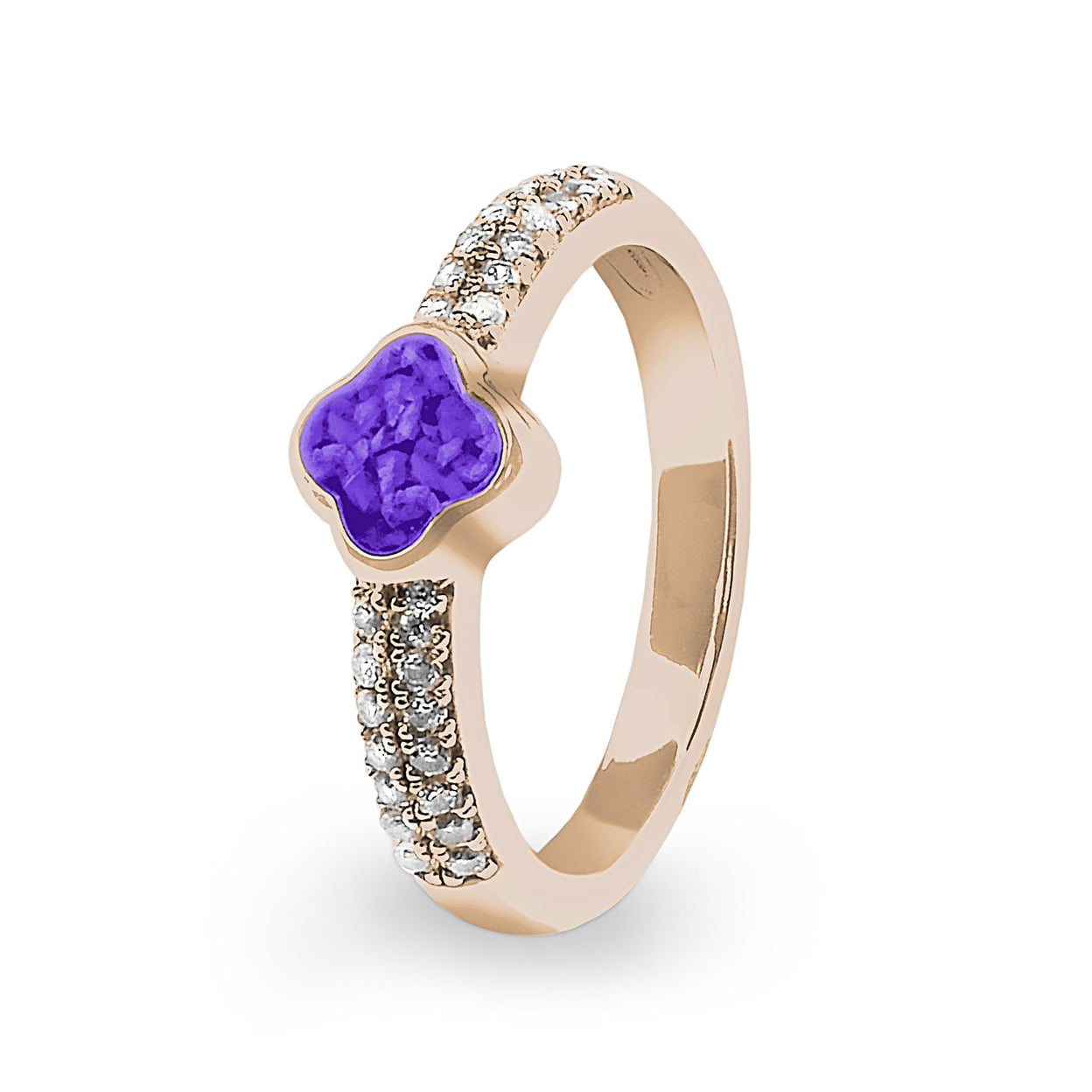 Load image into Gallery viewer, EverWith Ladies Clover Memorial Ashes Ring with Fine Crystals - EverWith Memorial Jewellery - Trade