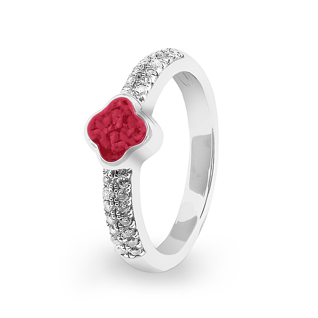 Load image into Gallery viewer, EverWith Ladies Clover Memorial Ashes Ring with Fine Crystals - EverWith Memorial Jewellery - Trade