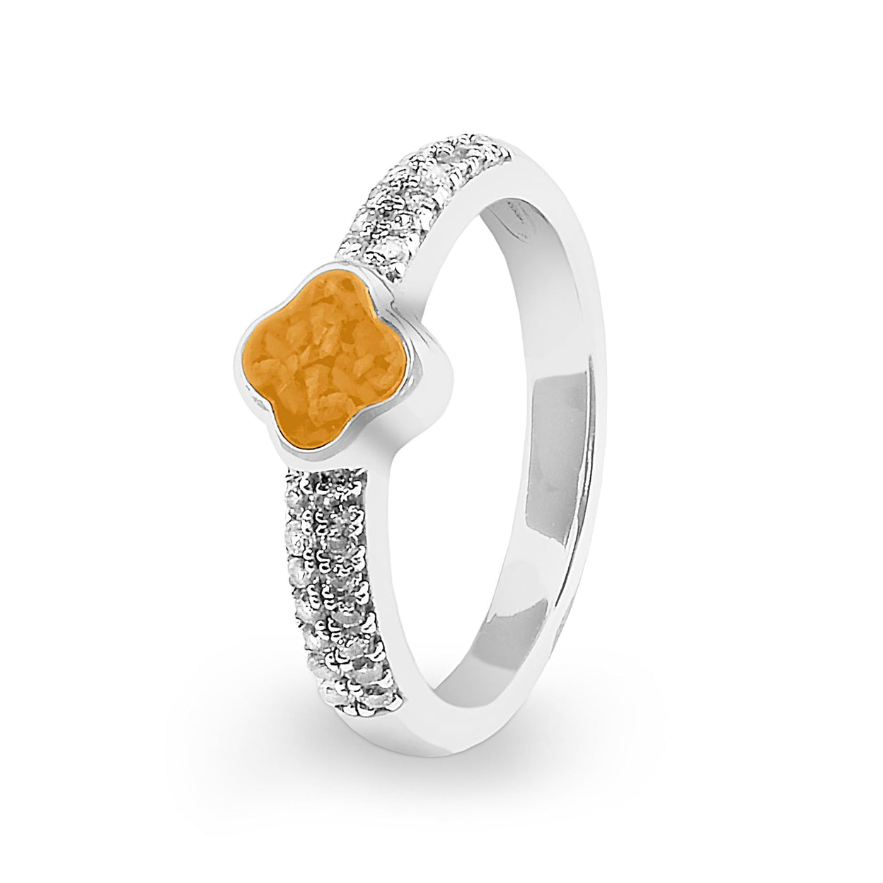 Load image into Gallery viewer, EverWith Ladies Clover Memorial Ashes Ring with Fine Crystals - EverWith Memorial Jewellery - Trade