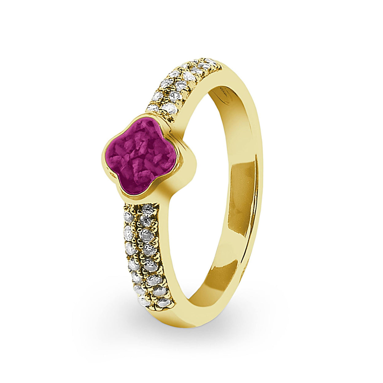 Load image into Gallery viewer, EverWith Ladies Clover Memorial Ashes Ring with Fine Crystals - EverWith Memorial Jewellery - Trade