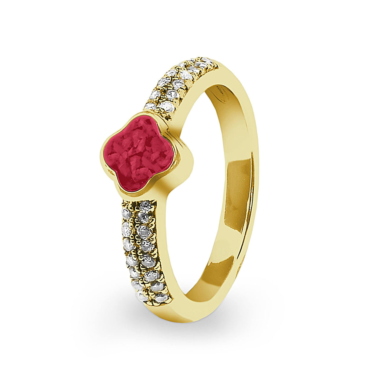 Load image into Gallery viewer, EverWith Ladies Clover Memorial Ashes Ring with Fine Crystals - EverWith Memorial Jewellery - Trade