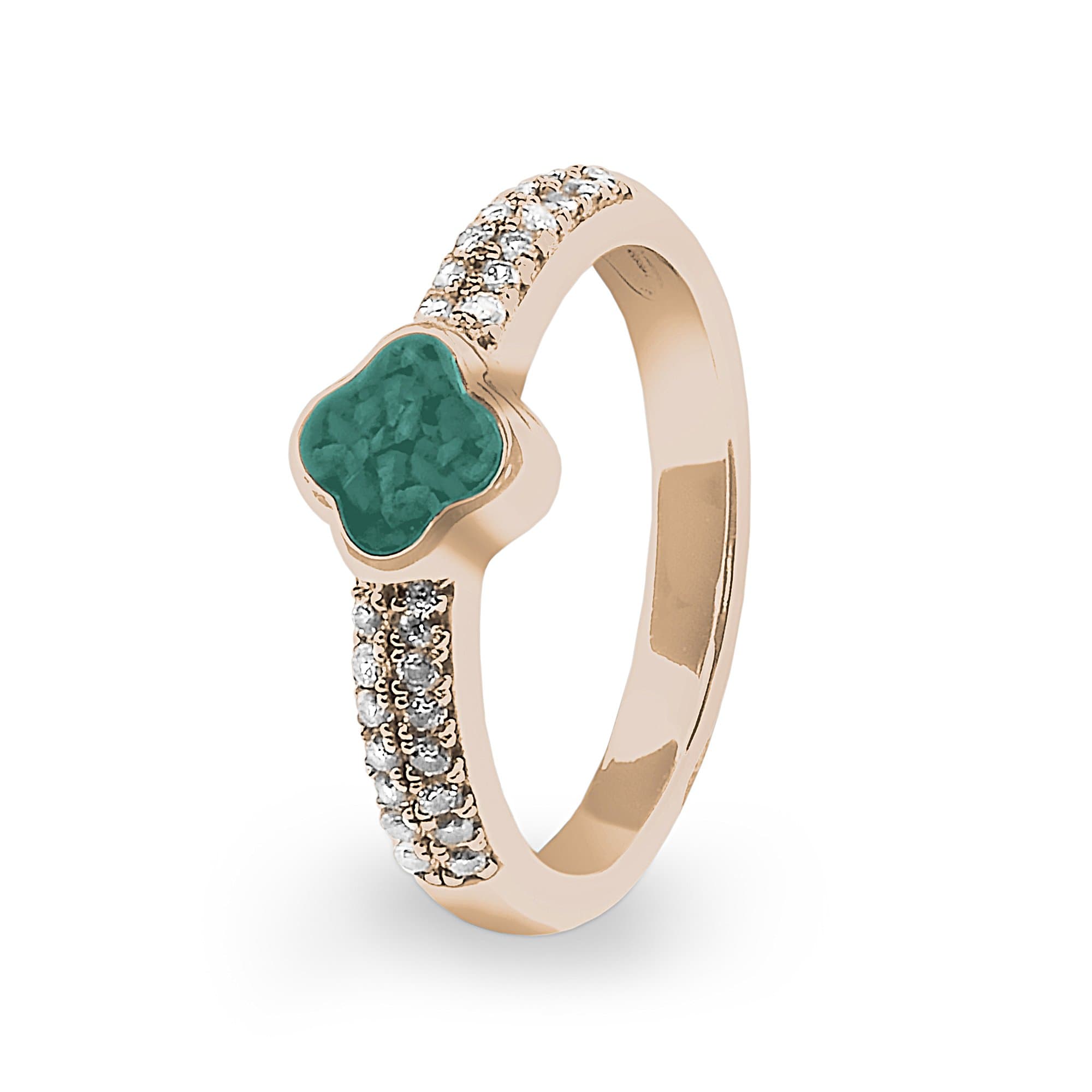 EverWith Ladies Clover Memorial Ashes Ring with Fine Crystals - EverWith Memorial Jewellery - Trade