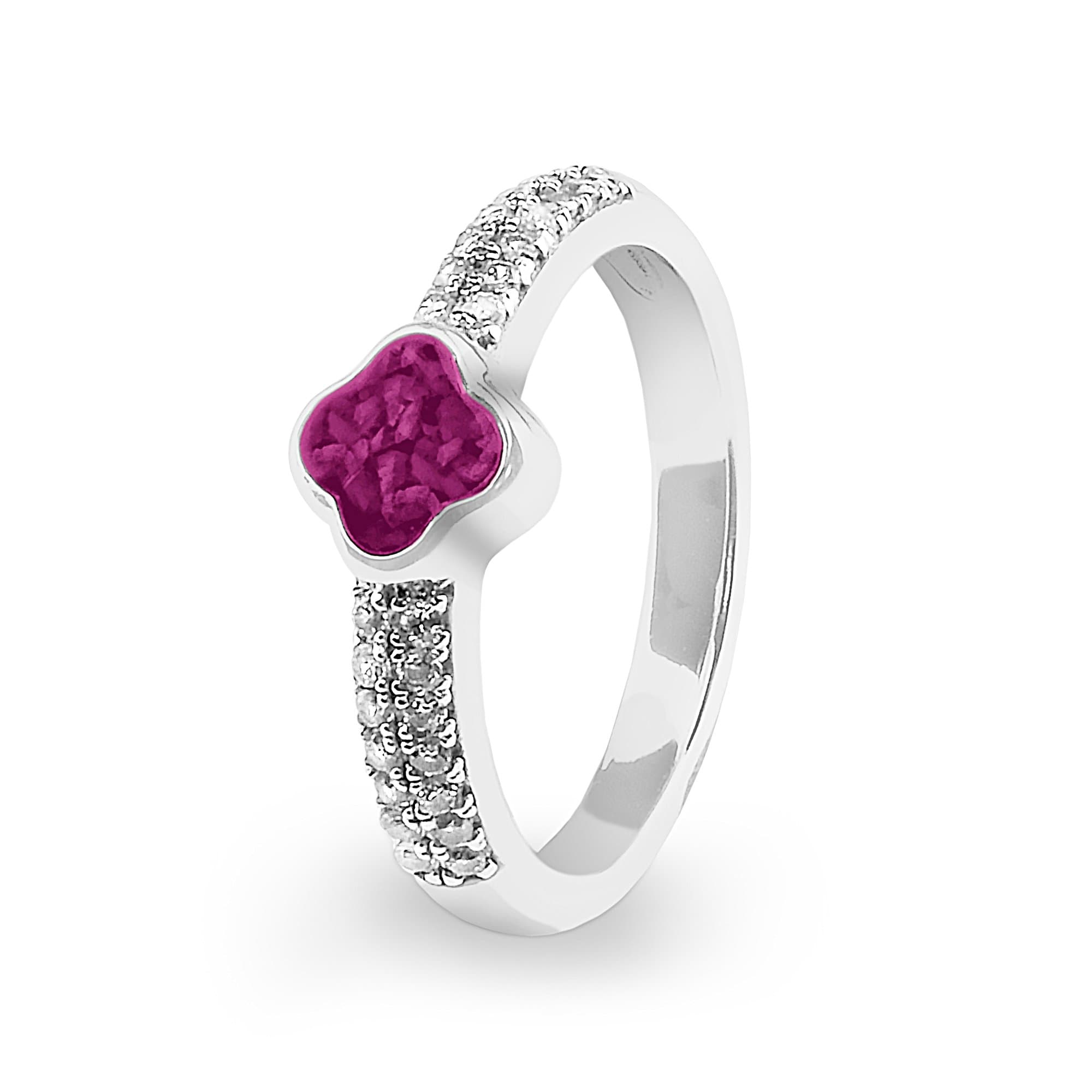 EverWith Ladies Clover Memorial Ashes Ring with Fine Crystals - EverWith Memorial Jewellery - Trade