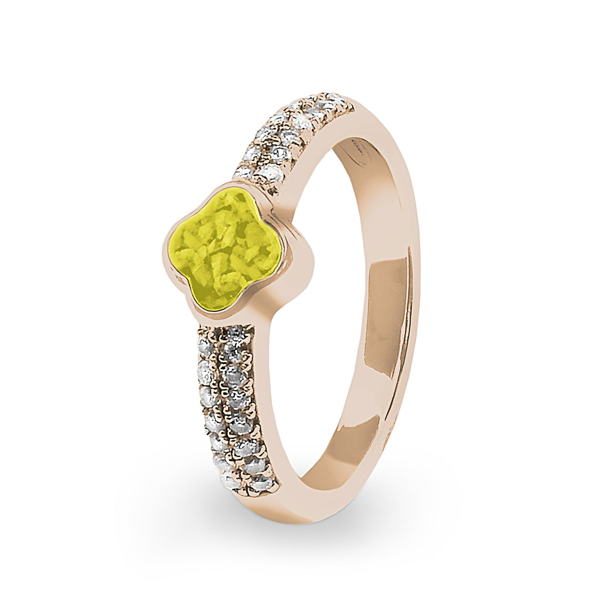 Load image into Gallery viewer, EverWith Ladies Clover Memorial Ashes Ring with Fine Crystals - EverWith Memorial Jewellery - Trade