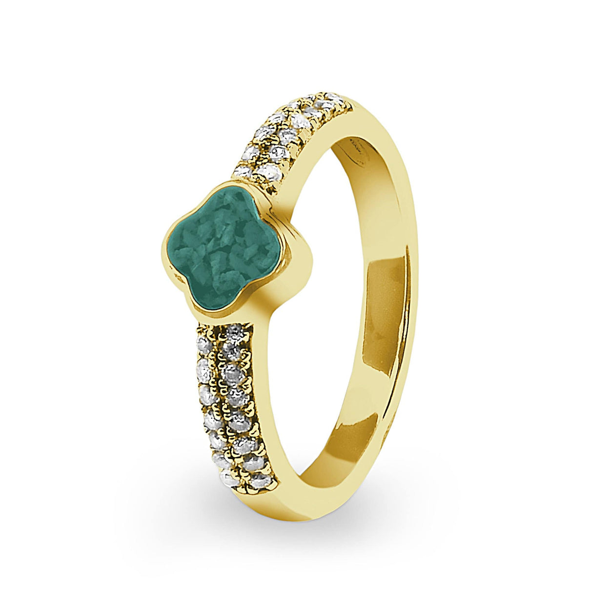 Load image into Gallery viewer, EverWith Ladies Clover Memorial Ashes Ring with Fine Crystals - EverWith Memorial Jewellery - Trade