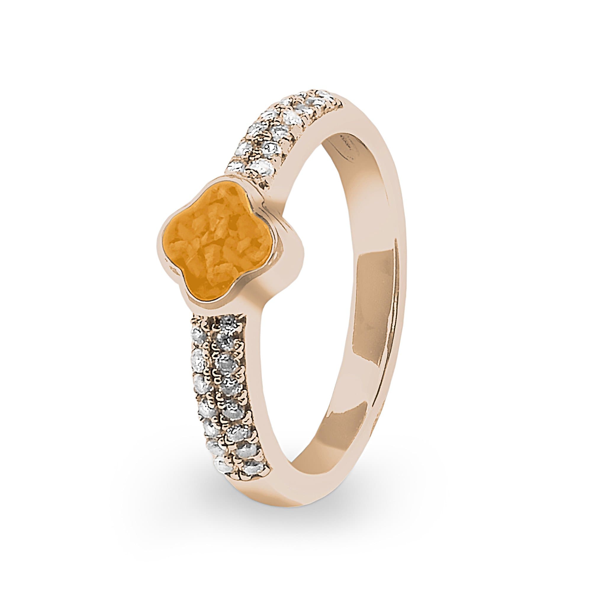 EverWith Ladies Clover Memorial Ashes Ring with Fine Crystals - EverWith Memorial Jewellery - Trade