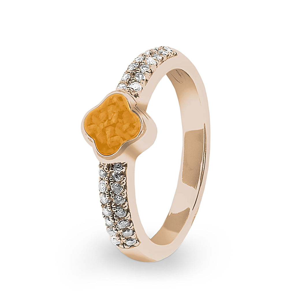 EverWith Ladies Clover Memorial Ashes Ring with Fine Crystals - EverWith Memorial Jewellery - Trade