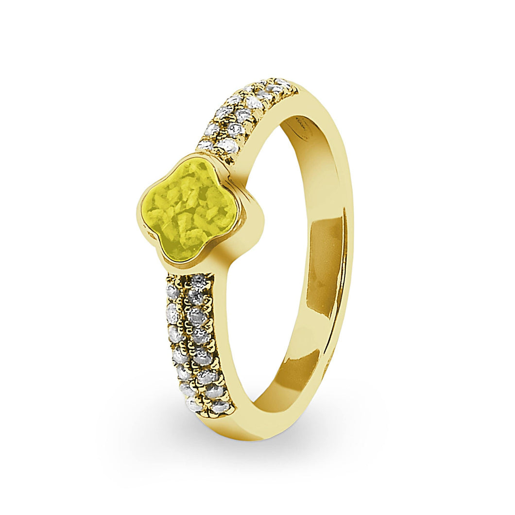 EverWith Ladies Clover Memorial Ashes Ring with Fine Crystals - EverWith Memorial Jewellery - Trade