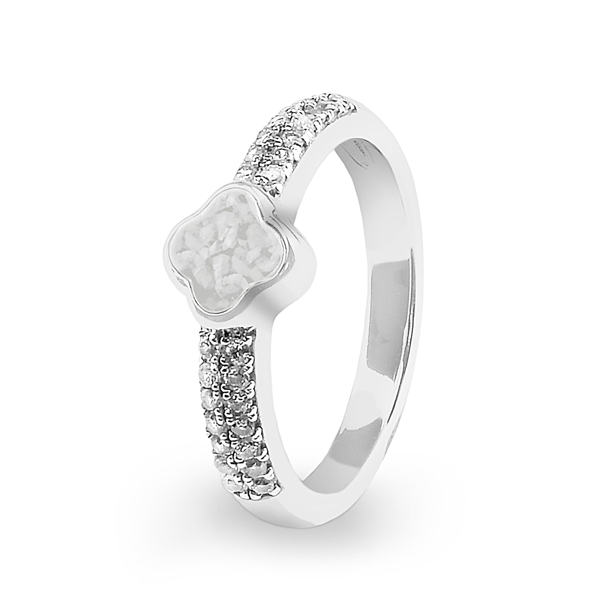 EverWith Ladies Clover Memorial Ashes Ring with Fine Crystals - EverWith Memorial Jewellery - Trade