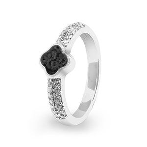 EverWith Ladies Clover Memorial Ashes Ring with Fine Crystals - EverWith Memorial Jewellery - Trade