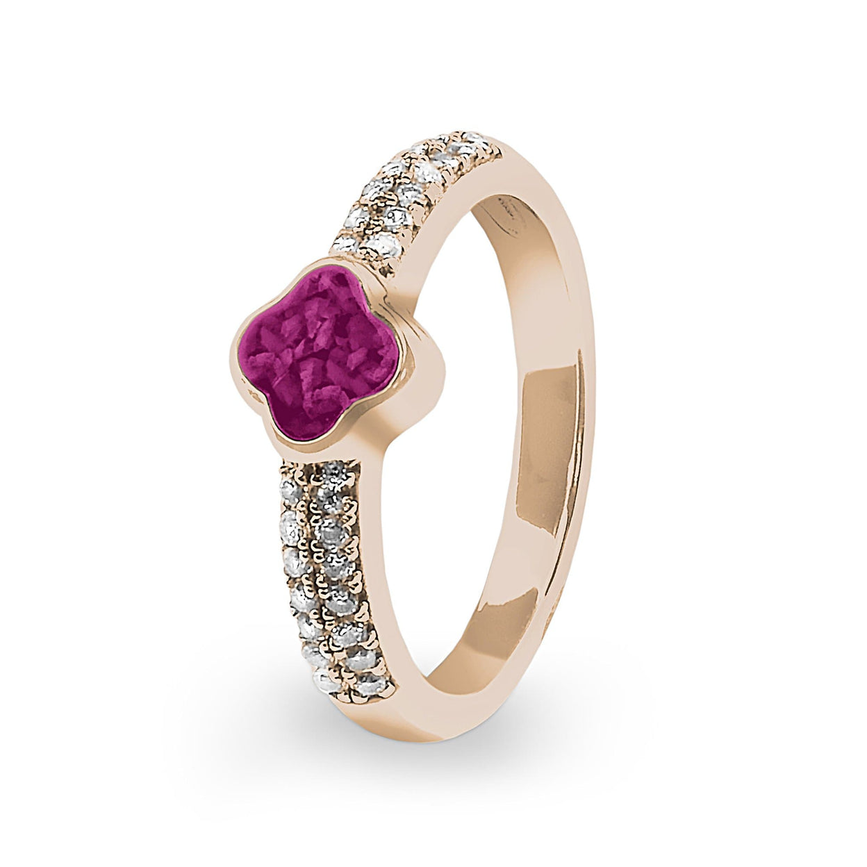 Load image into Gallery viewer, EverWith Ladies Clover Memorial Ashes Ring with Fine Crystals - EverWith Memorial Jewellery - Trade