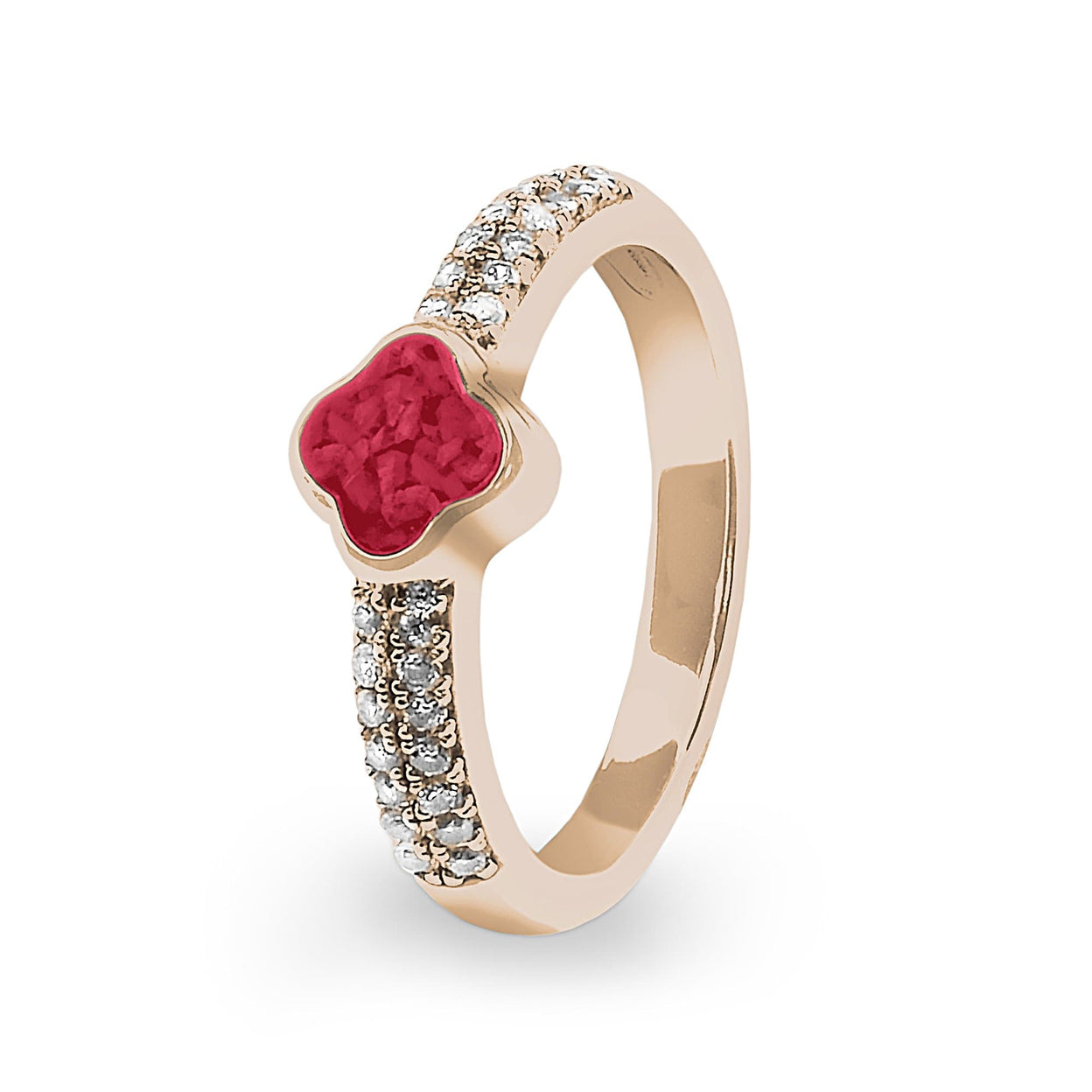 Load image into Gallery viewer, EverWith Ladies Clover Memorial Ashes Ring with Fine Crystals - EverWith Memorial Jewellery - Trade