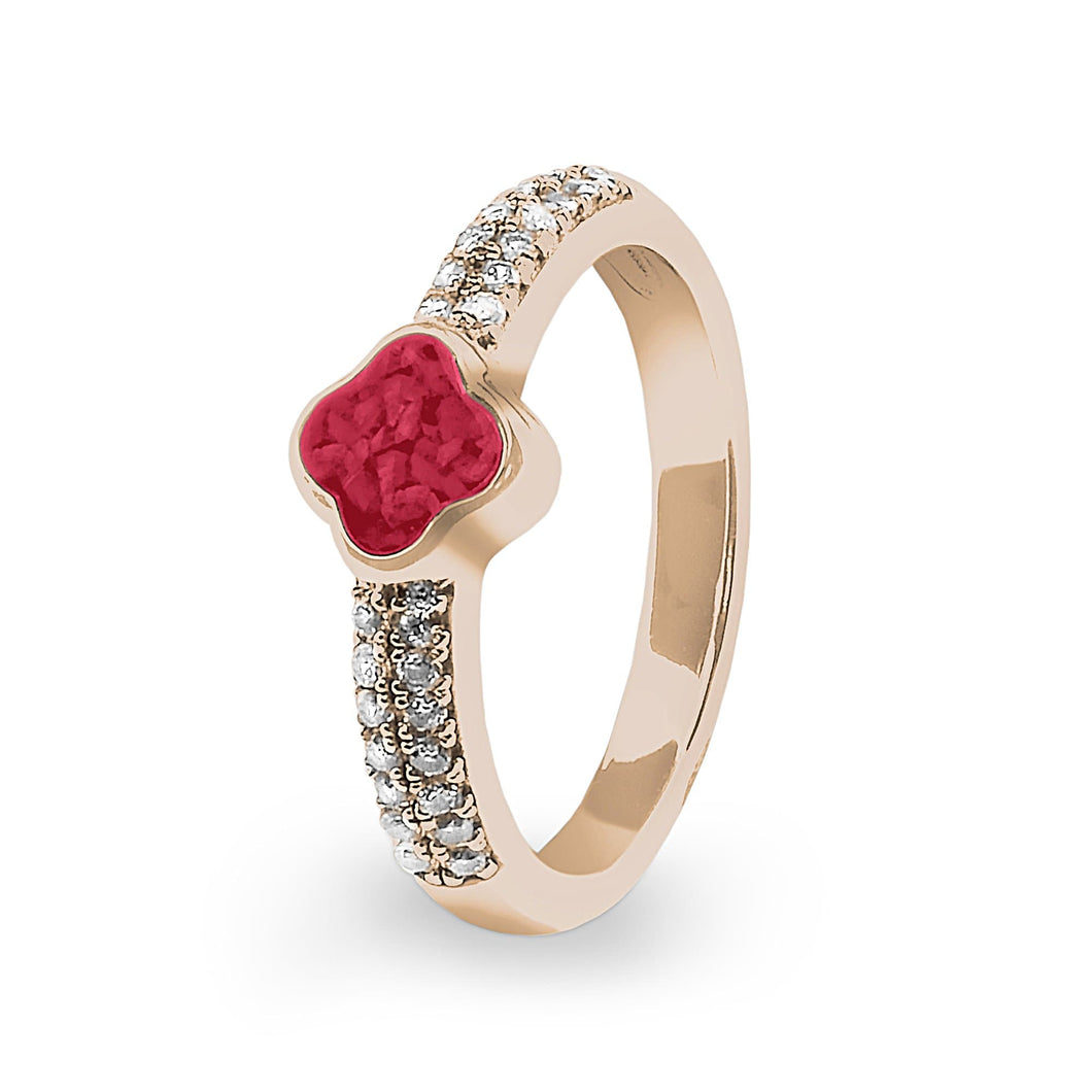 EverWith Ladies Clover Memorial Ashes Ring with Fine Crystals - EverWith Memorial Jewellery - Trade