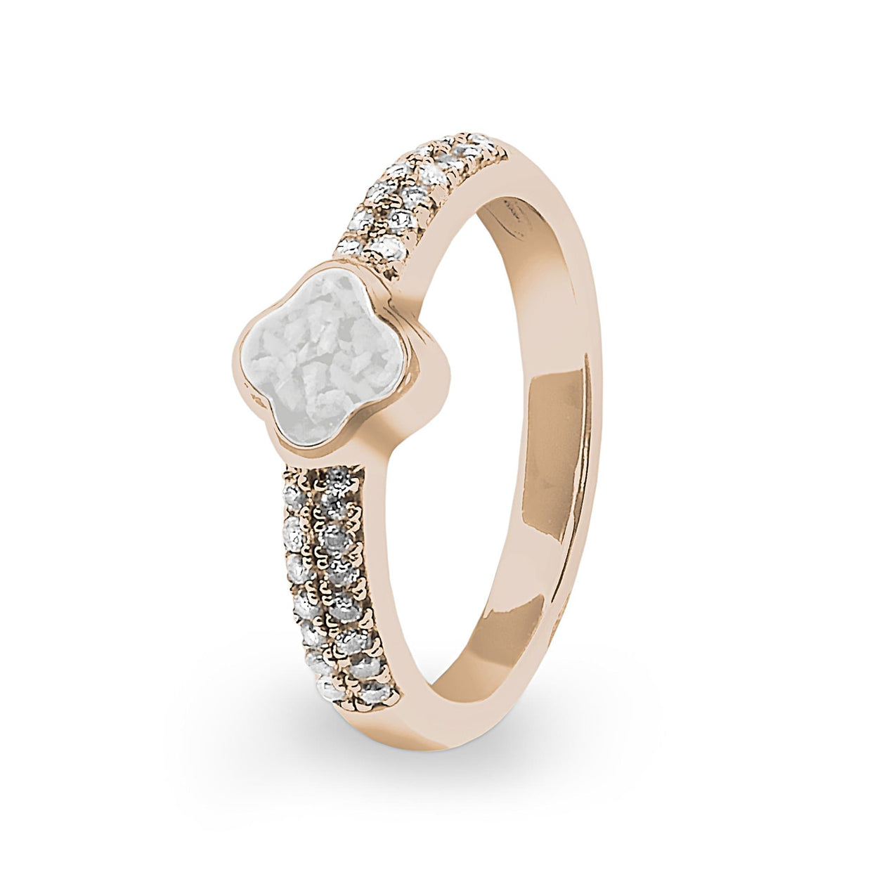 Load image into Gallery viewer, EverWith Ladies Clover Memorial Ashes Ring with Fine Crystals - EverWith Memorial Jewellery - Trade