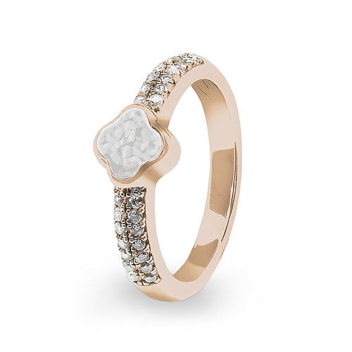 EverWith Ladies Clover Memorial Ashes Ring with Fine Crystals - EverWith Memorial Jewellery - Trade