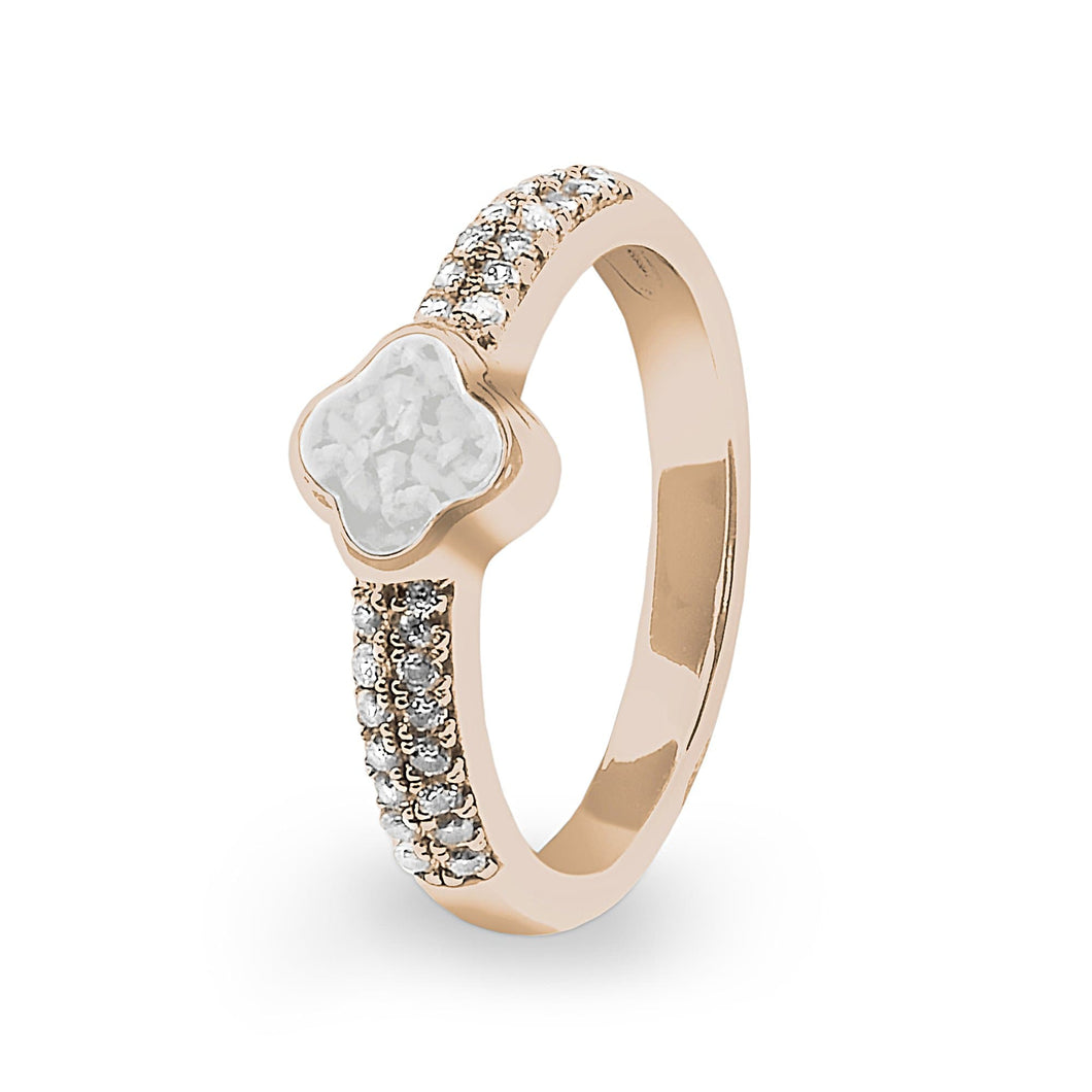 EverWith Ladies Clover Memorial Ashes Ring with Fine Crystals - EverWith Memorial Jewellery - Trade