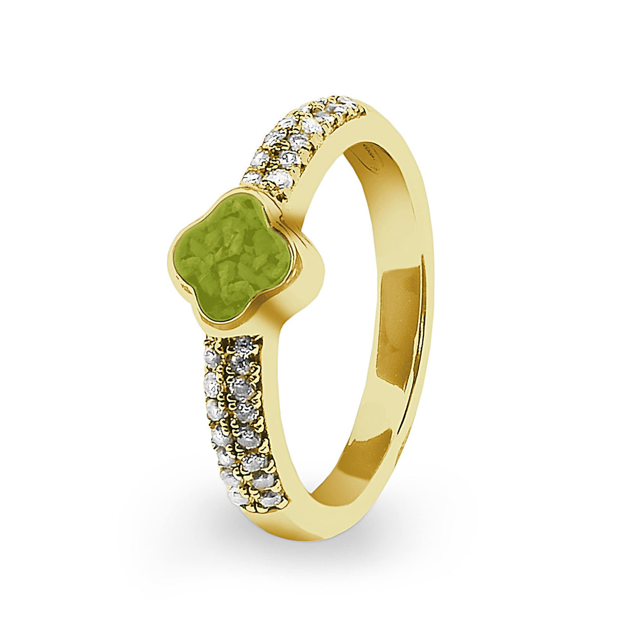 Load image into Gallery viewer, EverWith Ladies Clover Memorial Ashes Ring with Fine Crystals - EverWith Memorial Jewellery - Trade