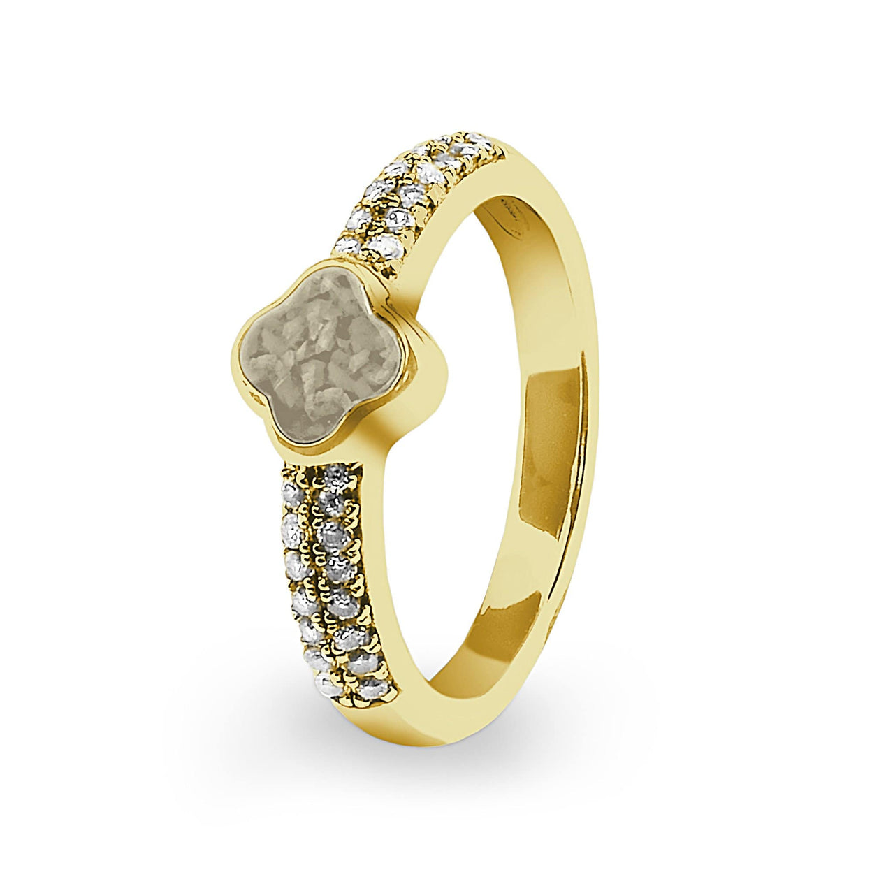 Load image into Gallery viewer, EverWith Ladies Clover Memorial Ashes Ring with Fine Crystals - EverWith Memorial Jewellery - Trade