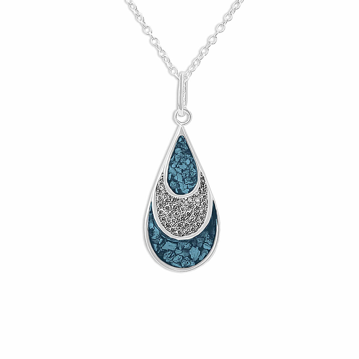 Load image into Gallery viewer, EverWith Ladies Layered Teardrop Memorial Ashes Pendant with Fine Crystals - EverWith Memorial Jewellery - Trade